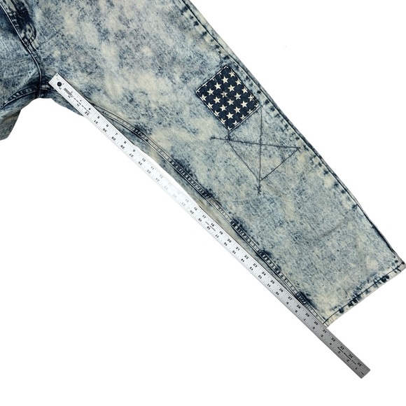 DIAMOND STASH Acid Wash American Flag Jeans Street Style Distressed sz 42 x 31 - Picture 5 of 10